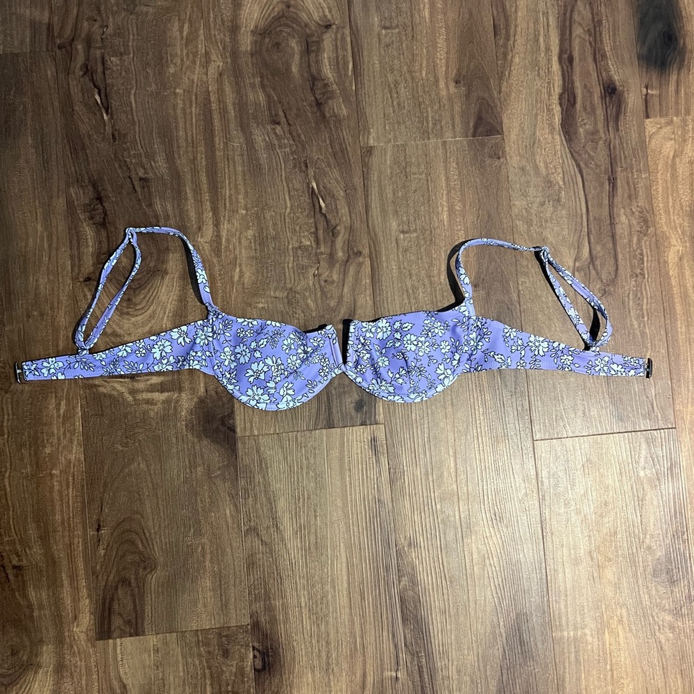 SHEIN Underwire Bikini Top, Size M, Purple and White Floral